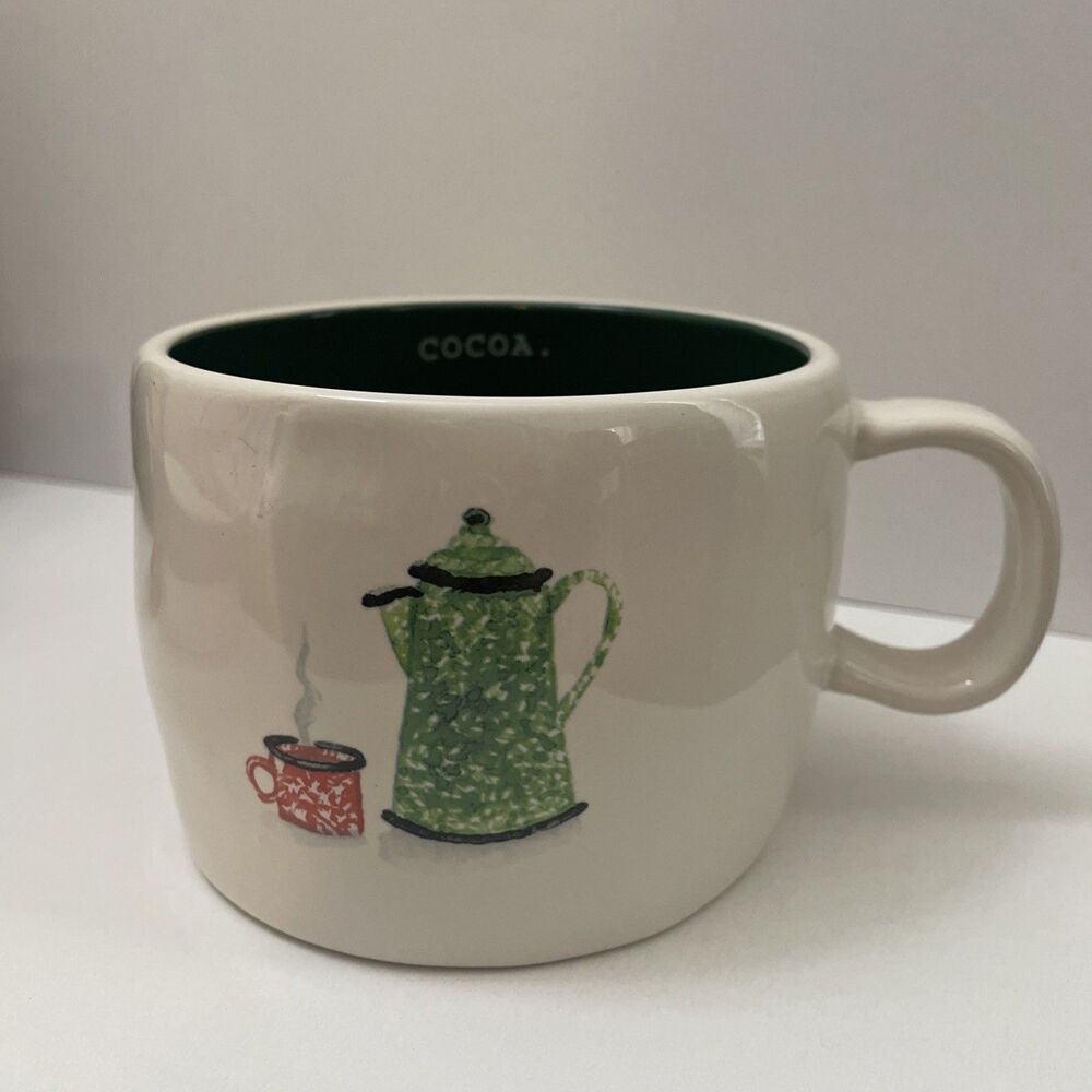 Rae Dunn Artisan Collection by Magenta Green Winter Time Cocoa Coffee Mug Cup